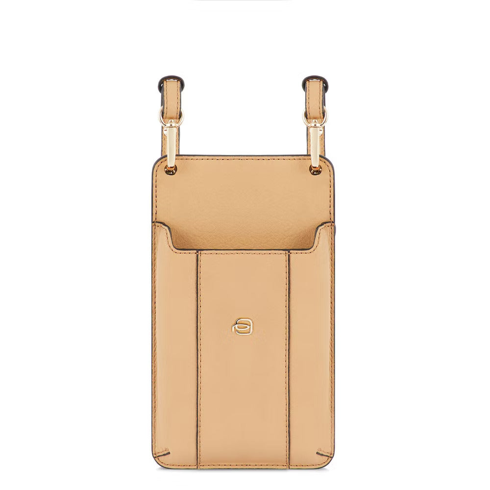 Porta cellulare da collo in pelle con sistema Rfid - Circle - Piquadro beige