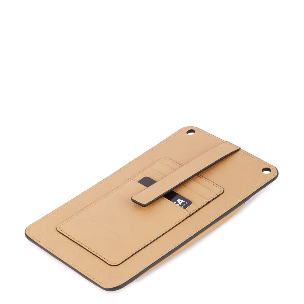 Porta cellulare da collo in pelle con sistema Rfid - Circle - Piquadro beige