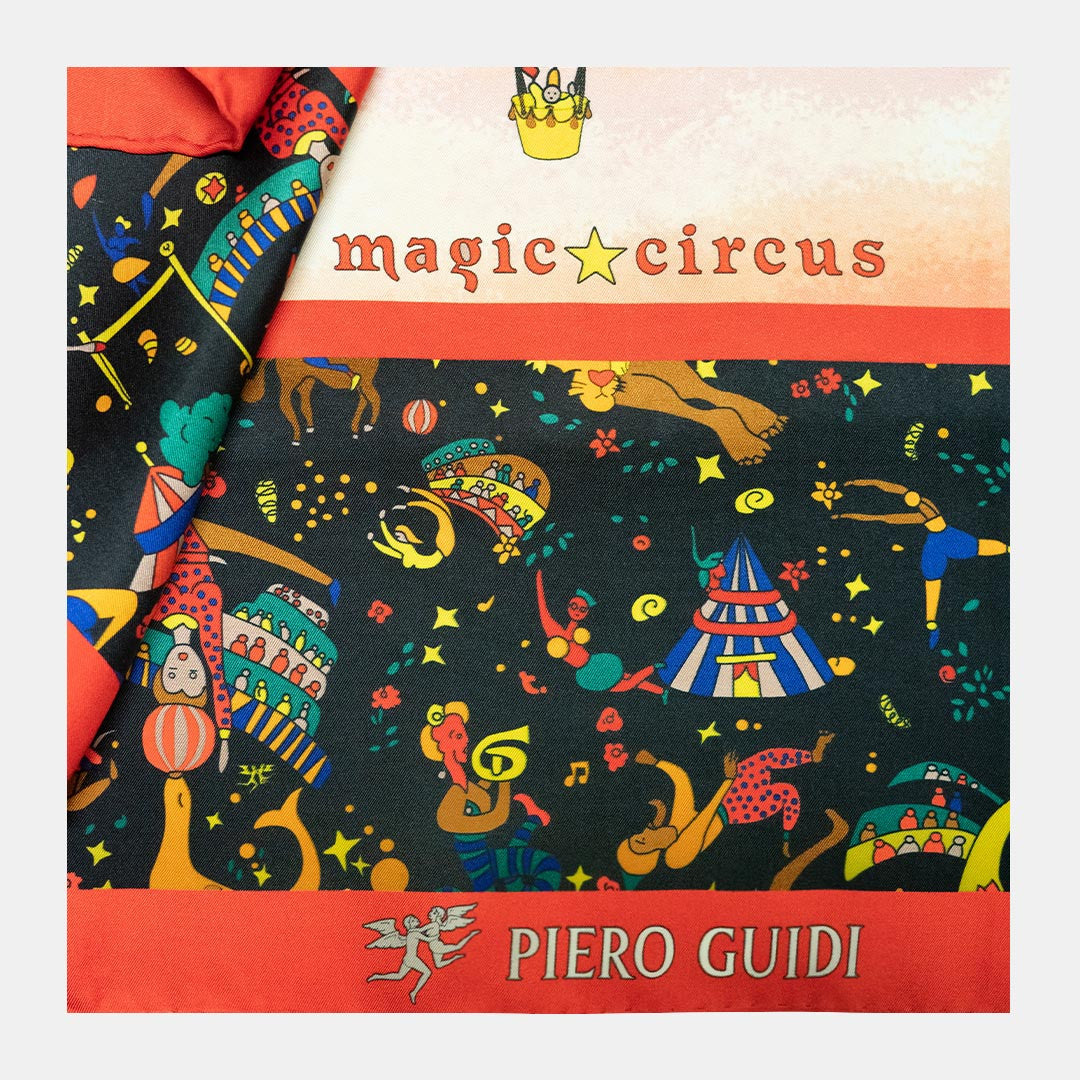 Foulard  90 x 90 cm 100% seta - Magic Circus Le Mongolfiere - Piero Guidi