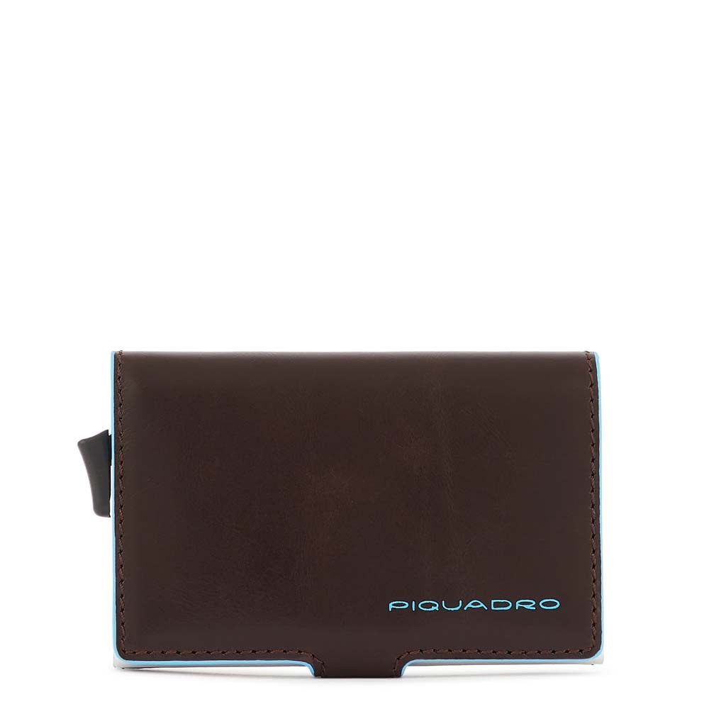 Portafogli porta carte di credito eject in metallo con protezione Rfid - Blu Square - Piquadro