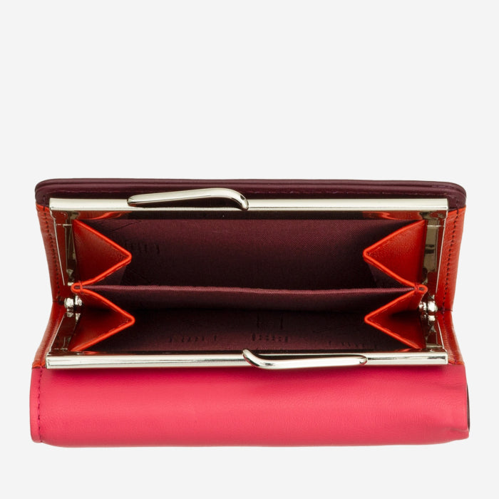 Portafoglio Donna Piccolo In Pelle PU – Multicolore Con Cerniera E Chiusura A Scatto – 6 Slot Carte E Portamonete – 13x9 Cm